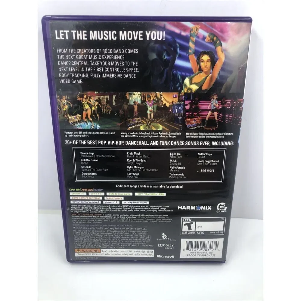 *Dance Central (Microsoft Xbox 360, 2010) (requires Kinect Sensor)